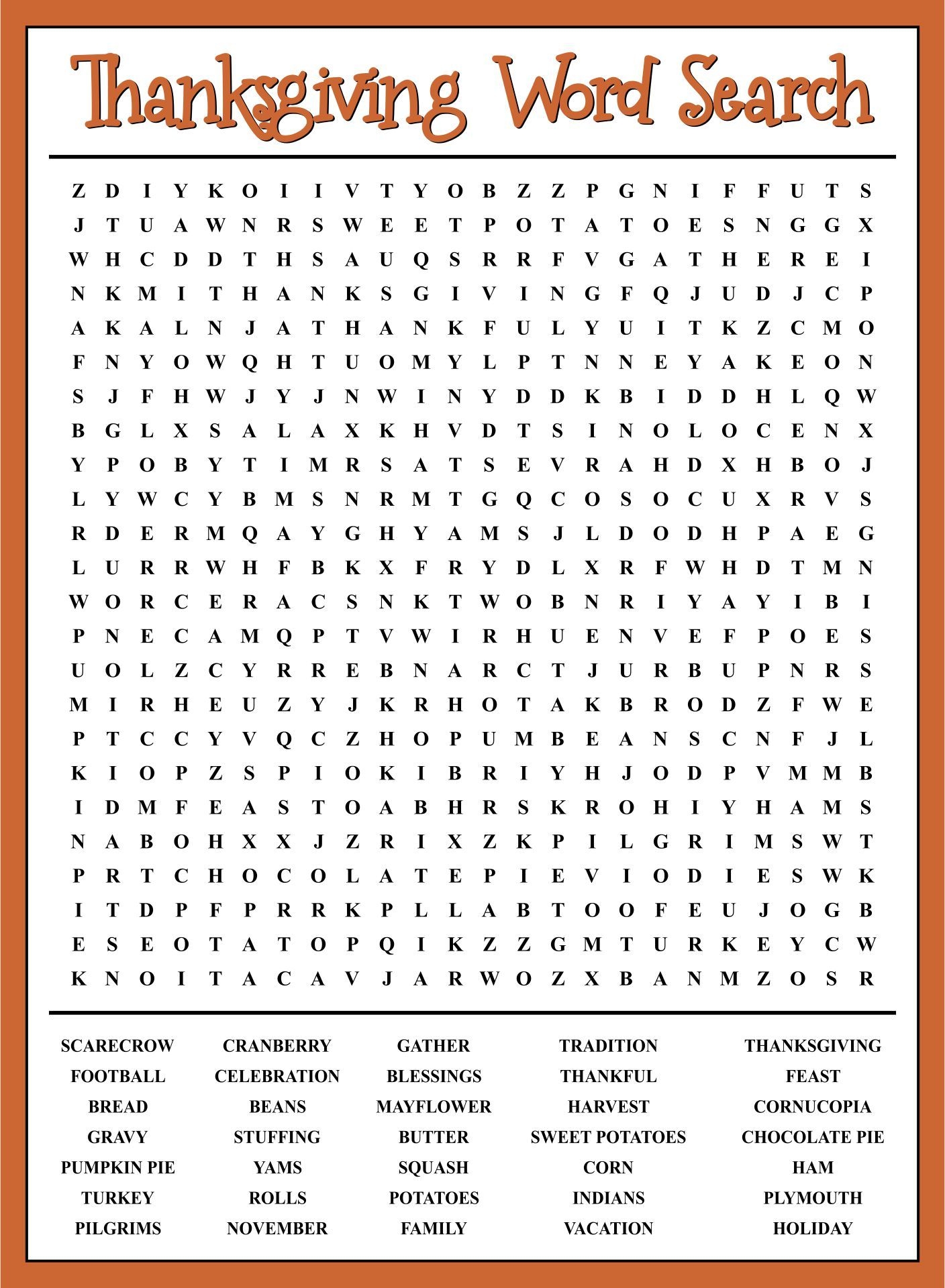 10 Best Thanksgiving Word Search Printables For Adults
