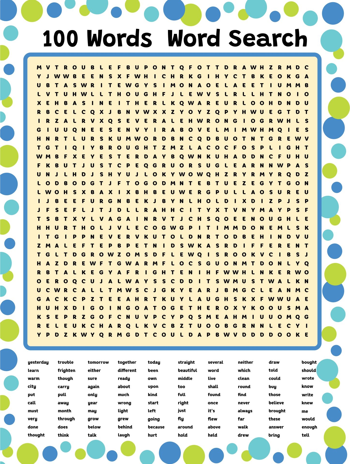 100 Word Word Searches 20 Free PDF Printables Printablee