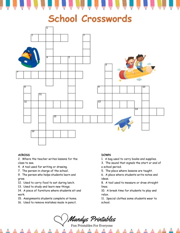 30 Printable Kids Crossword Puzzles