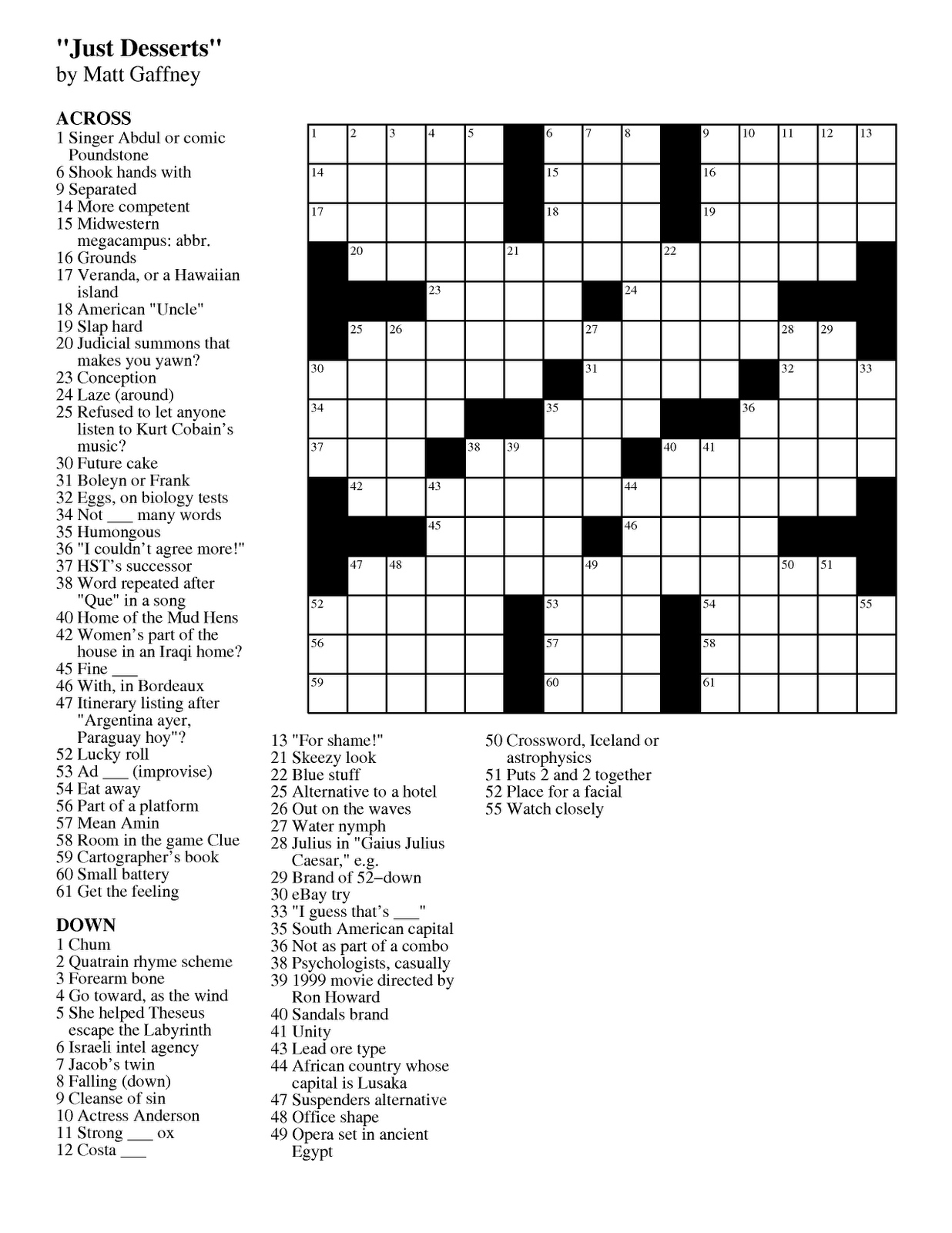 7 Free Crossword Puzzles Printable James Crossword Puzzles