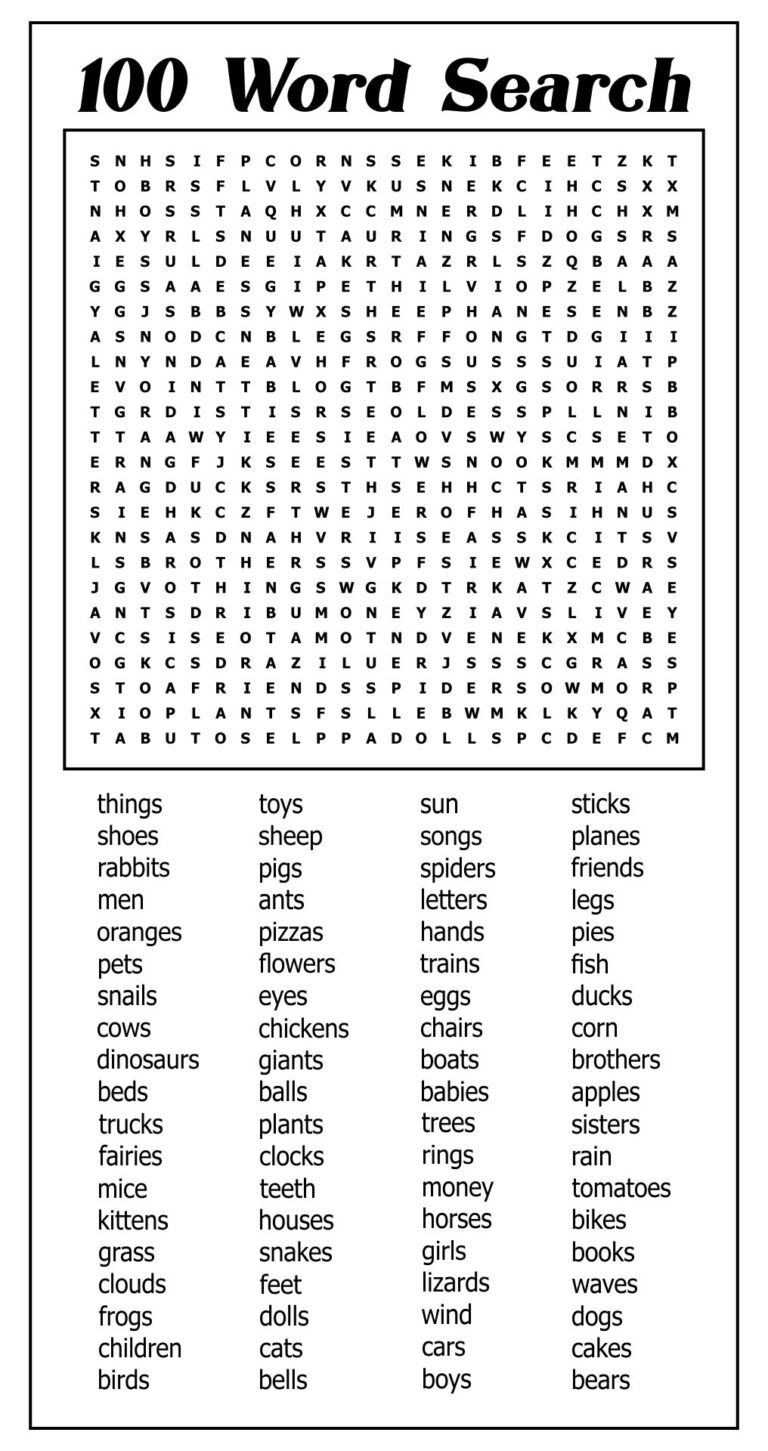8 Best 100 Word Word Searches Printable Printablee Printable Word Search