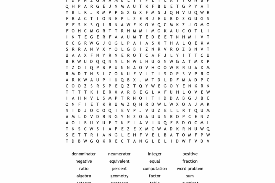 8Th Grade Math Word Search Wordmint Word Search Printable