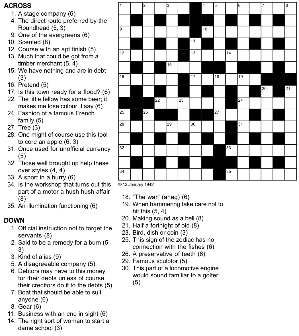 A Slightly Cryptic Crossword Clear Linen Tea Printable Cryptic 