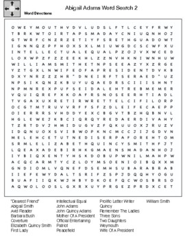Abigail Adams Word Search By Northeast Education TpT
