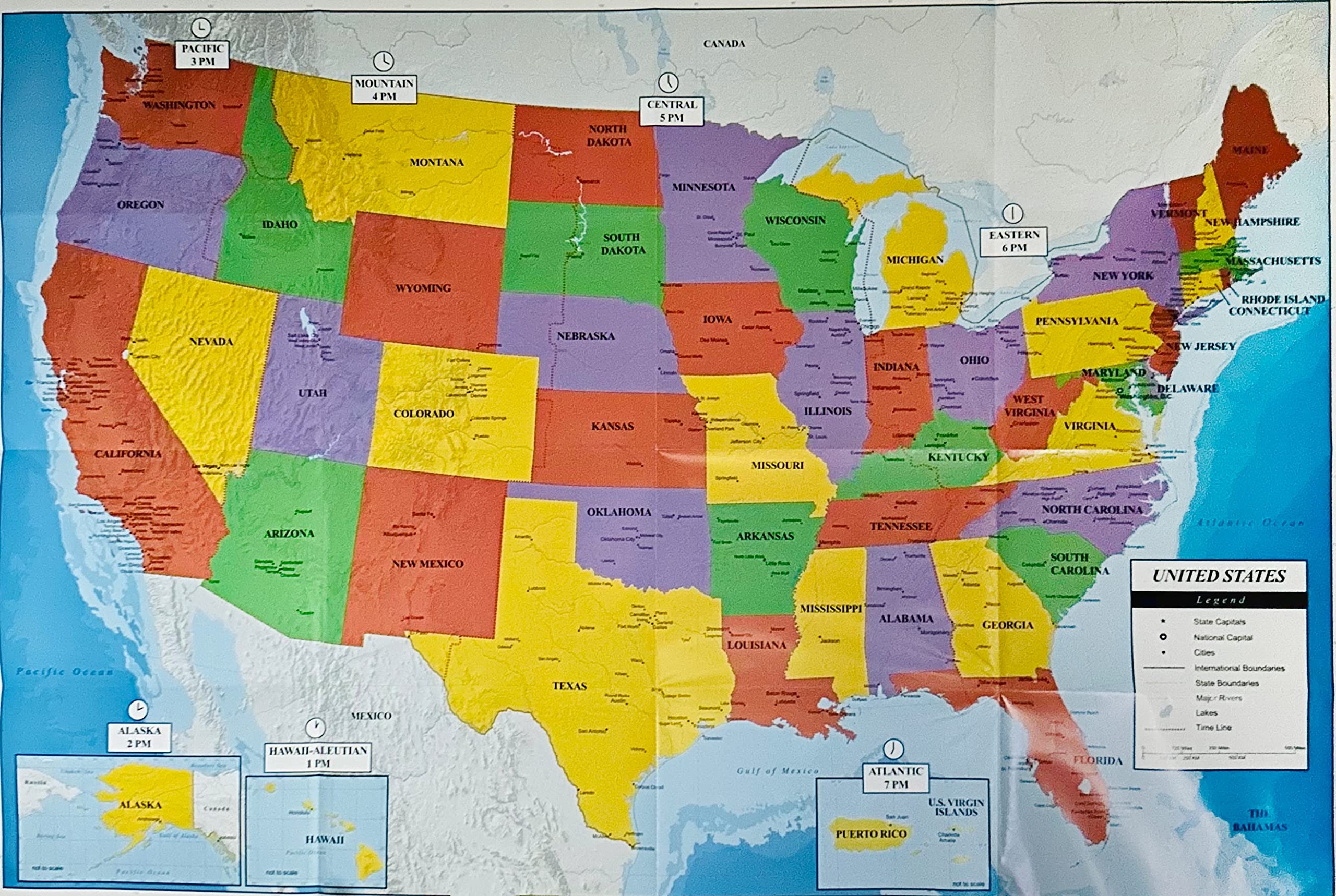 Amazon United States USA Wall Map 39 4 quot X 27 5 quot State Capitals 