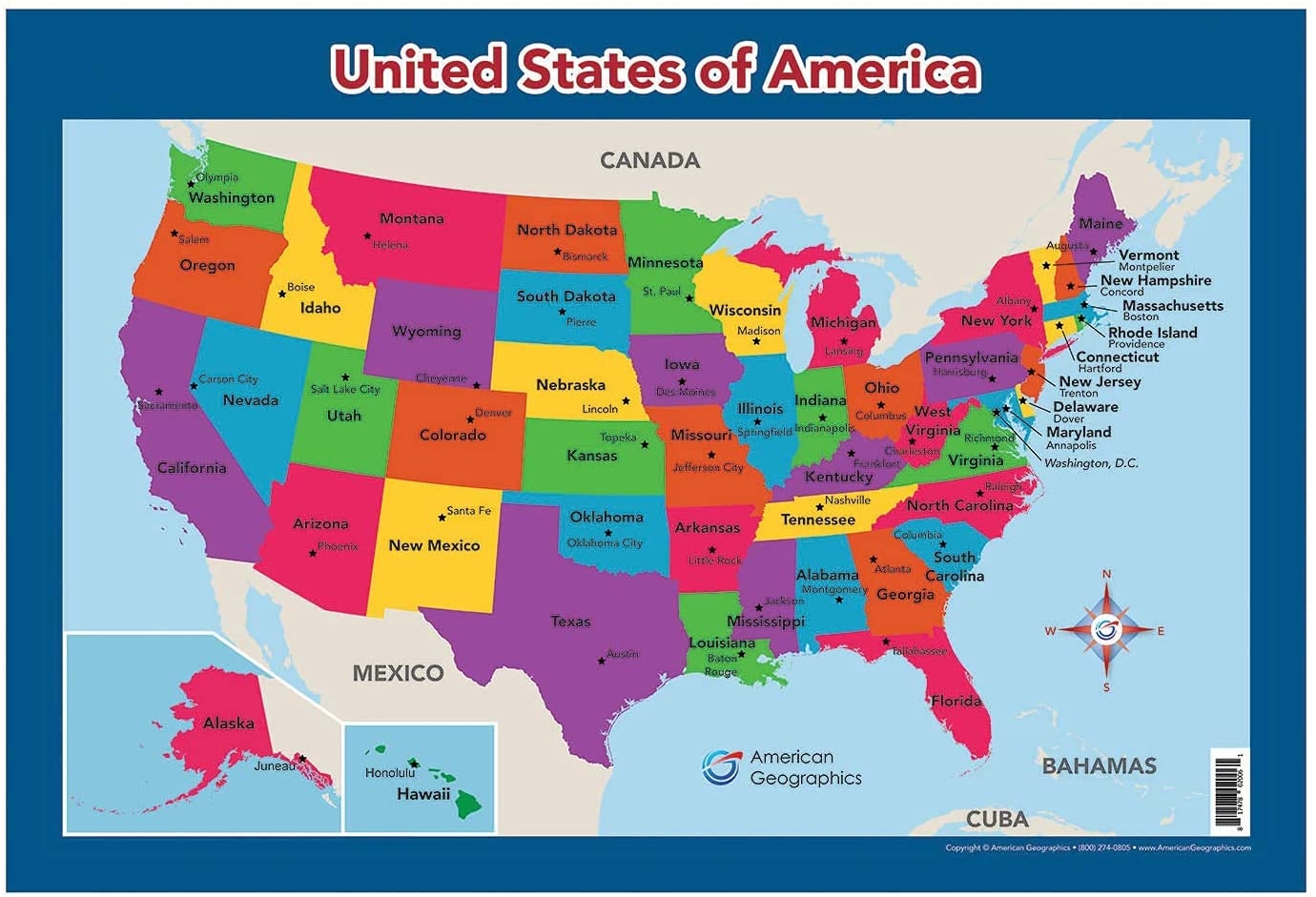 Amazon USA Map For Kids United States Wall Desk Map 18 quot X 26  Amazon USA Map For Kids United States Wall Desk Map 18 quot X 26