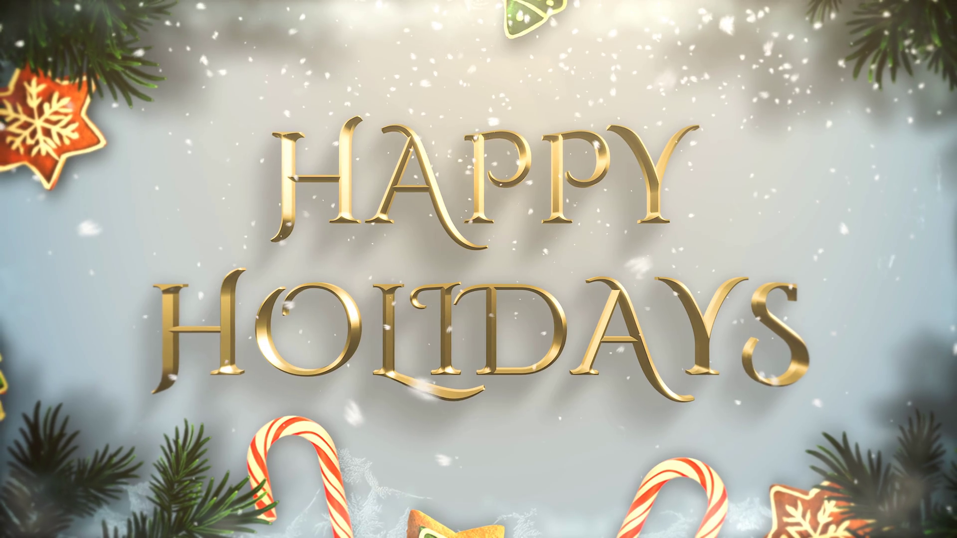 Animated Closeup Happy Holidays Text Green Stock Motion Graphics SBV 