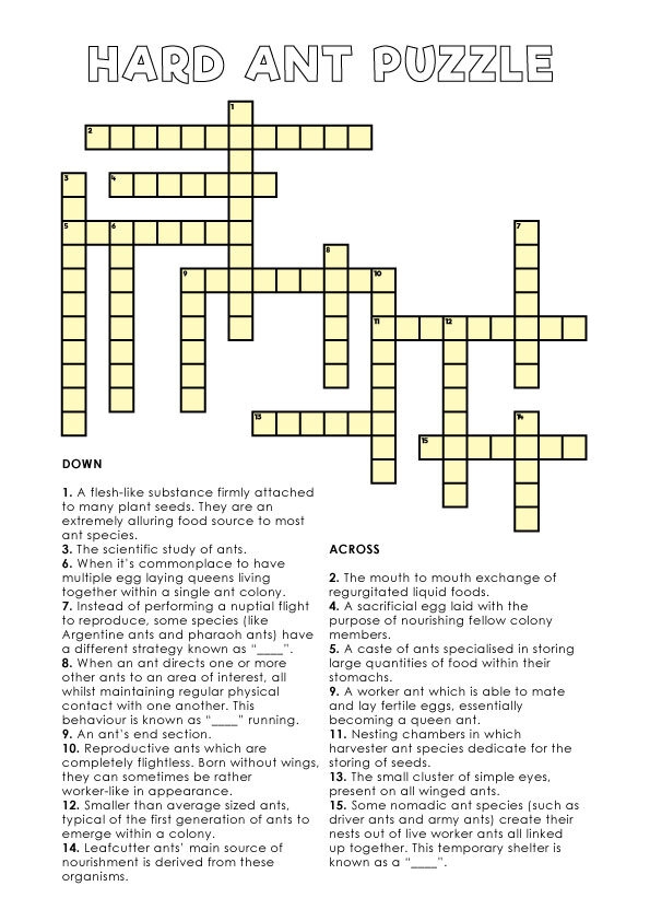 Aus Ants Crossword Puzzles