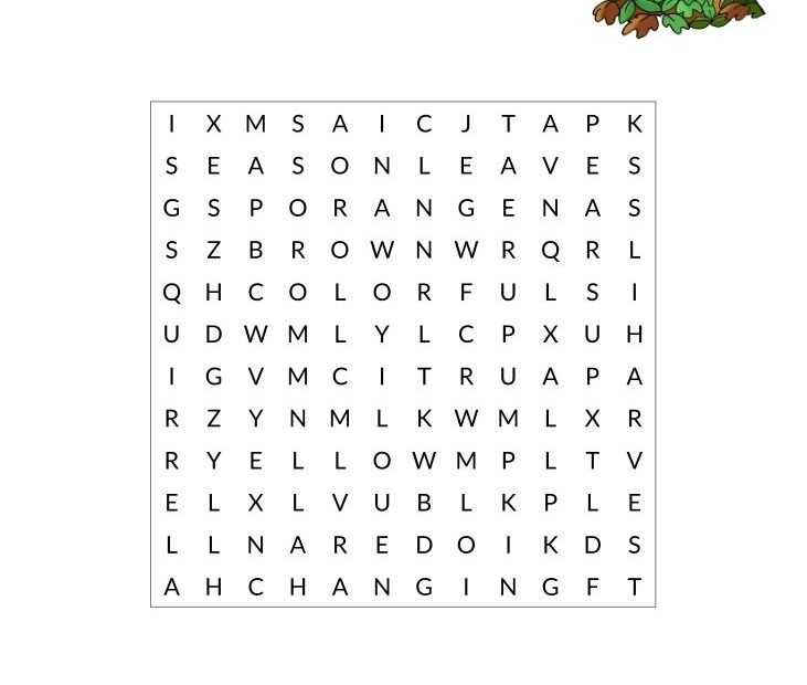 Autumn Word Search For Kids Free Printable
