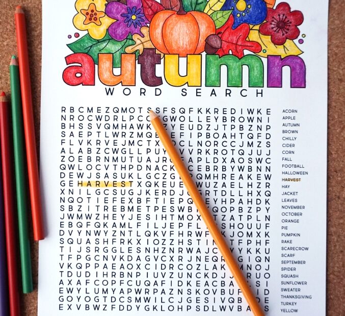 Autumn Word Search Printable