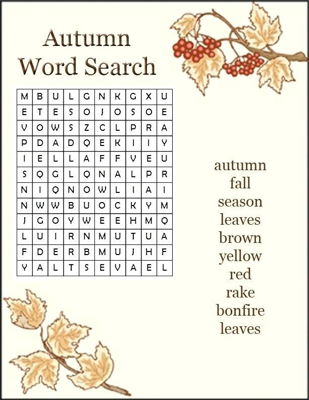 Autumn Word Search Printable Printable Word Searches