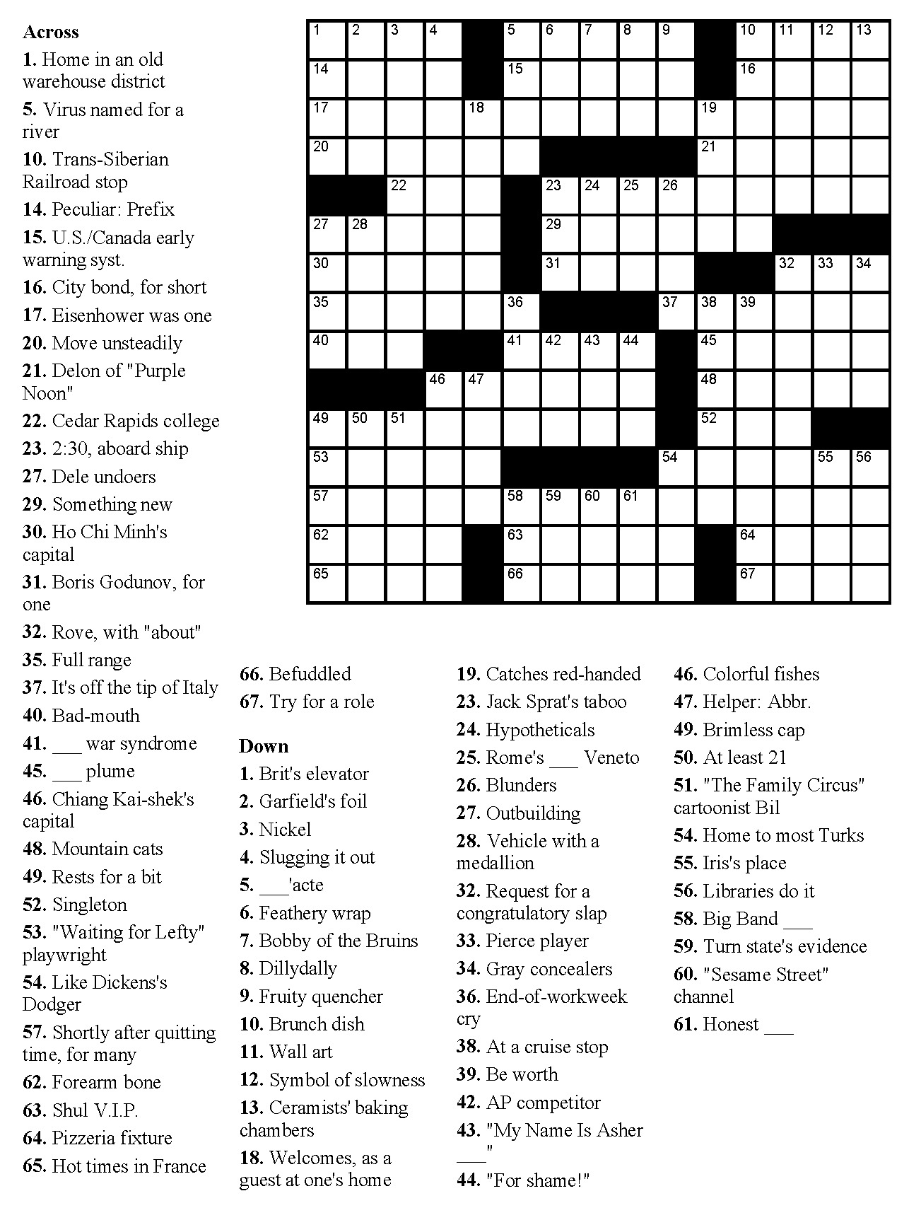 Best Free Printable Crossword Puzzles