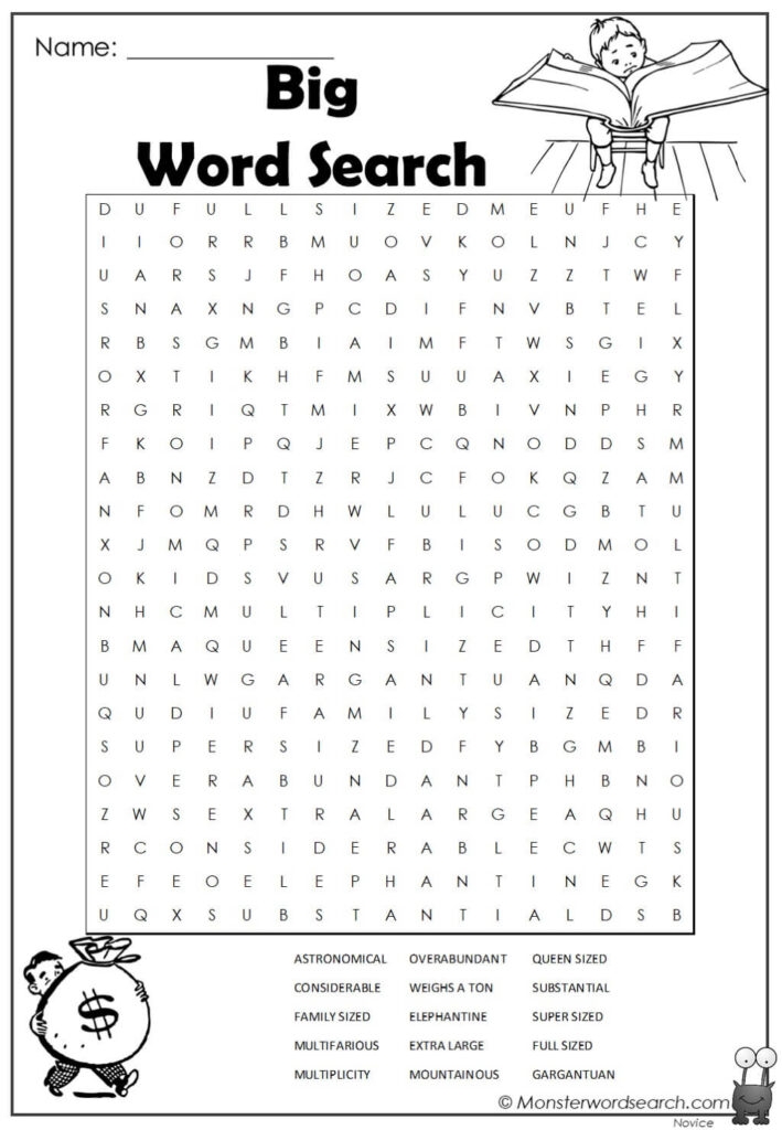 Big Word Search Monster Word Search Printable Word Search