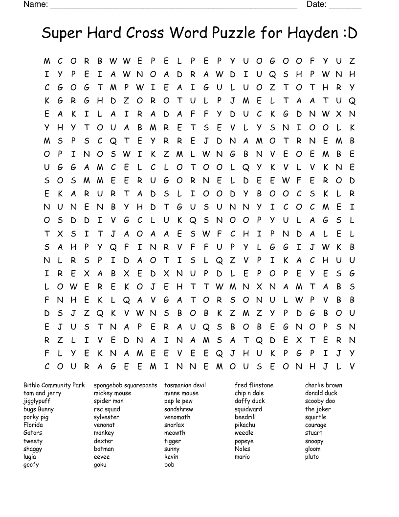 Cartoon Network Printable Word Search Free Printable Infoupdate