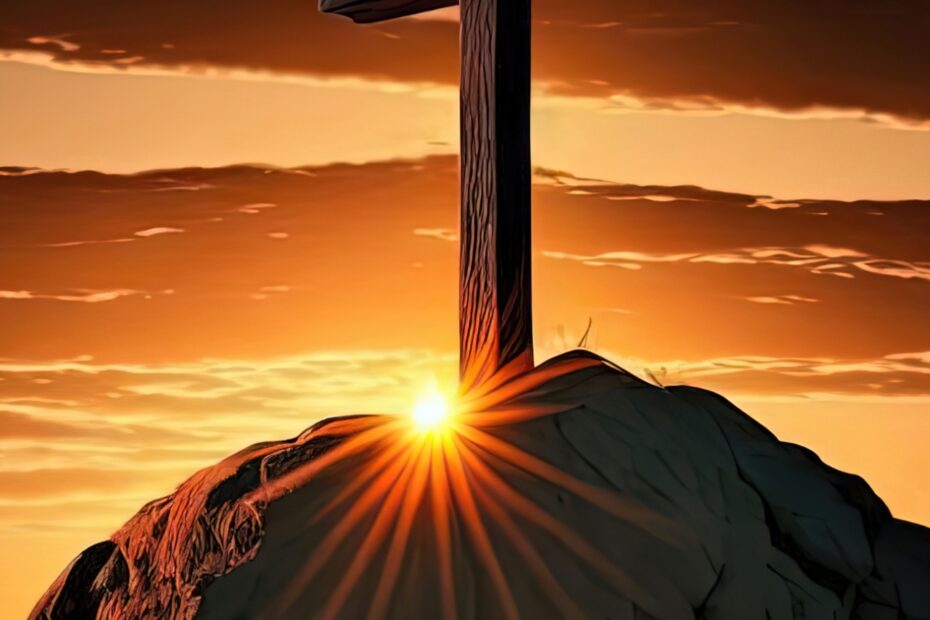 Christian Cross Wallpaper 4K AI Art Sunset Jesus Cross