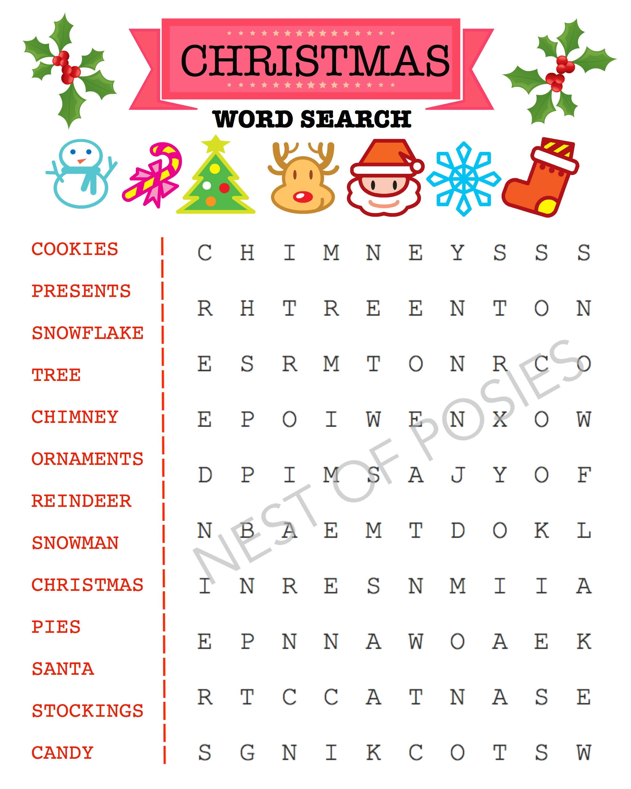 Christmas Word Puzzles Printable FREE Printable A Z