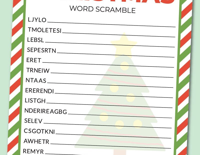 Christmas Word Scramble Printable FREE Printable A Z