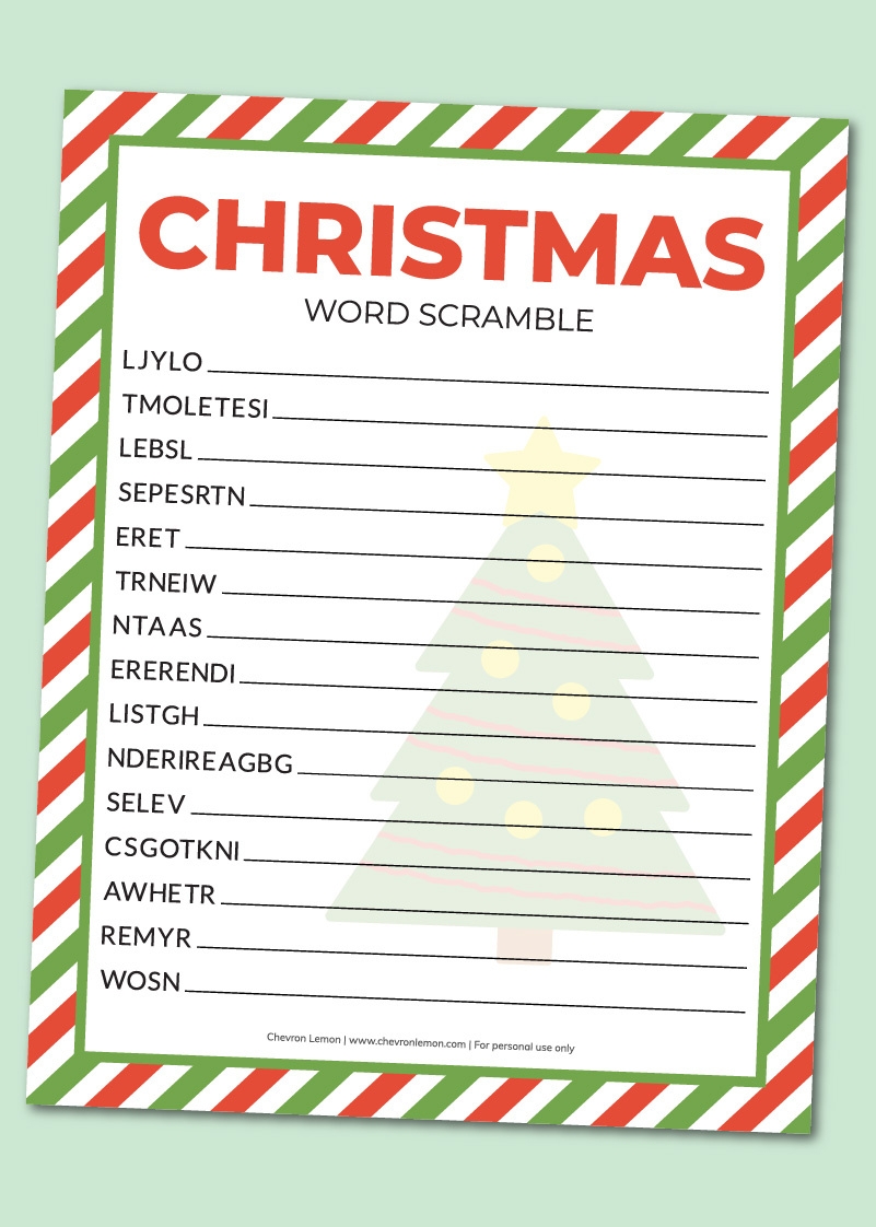 Christmas Word Scramble Printable FREE Printable A Z