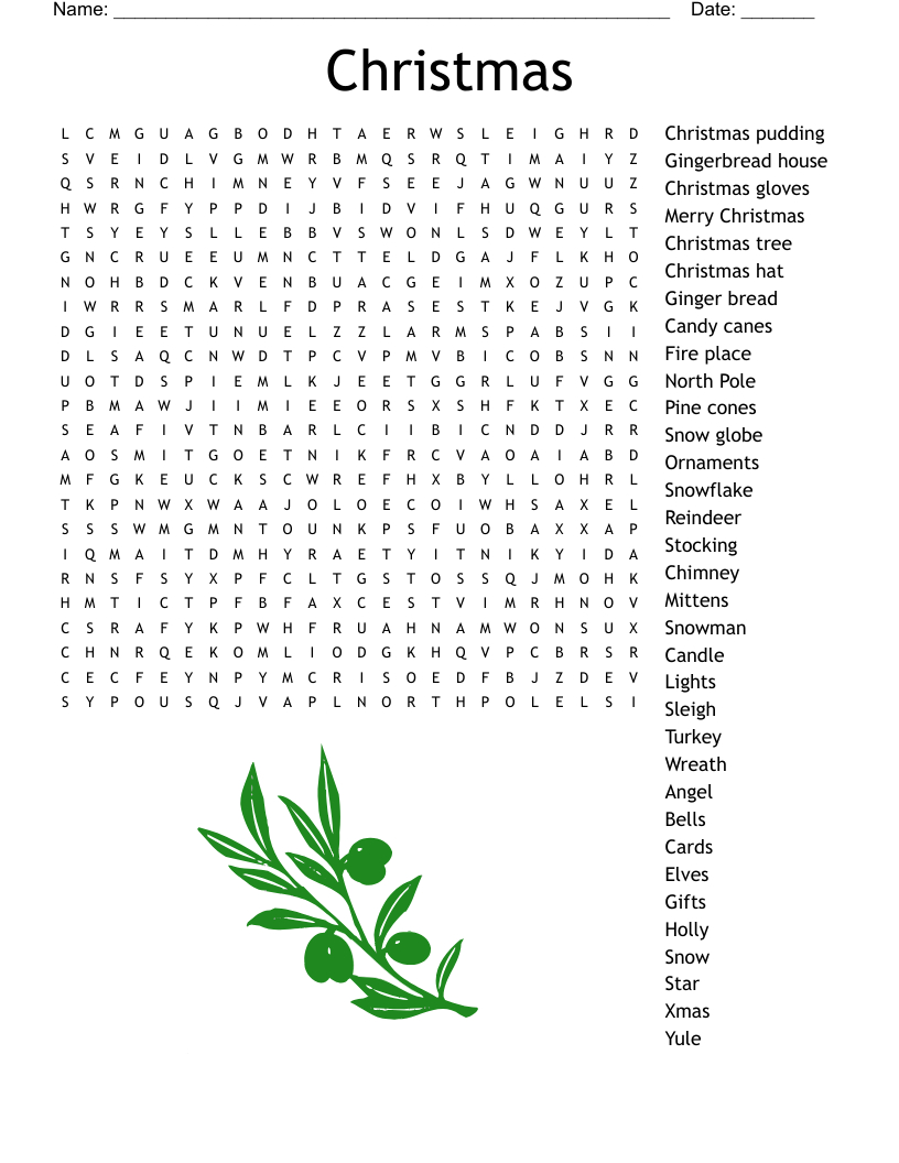 Christmas Word Search Difficult Printable Printable Word Search