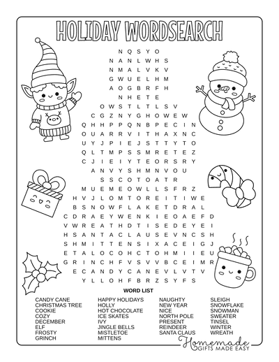Christmas Word Search Free Printable PDF Puzzles DIY Projects 
