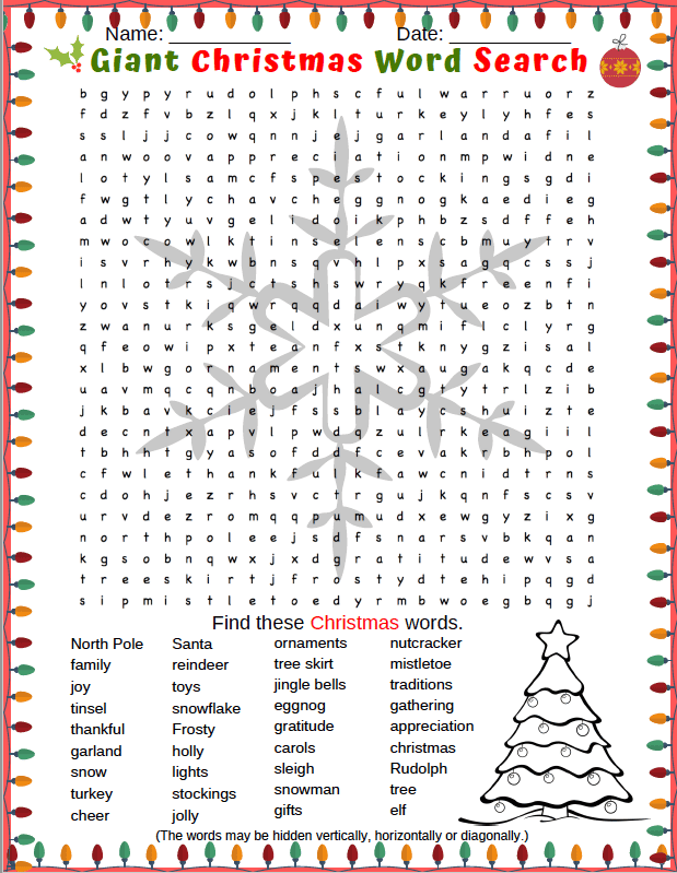 Christmas Word Search Puzzles Printable