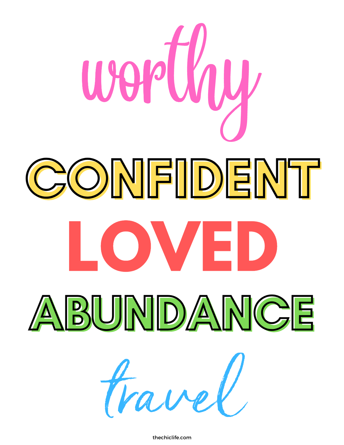 Colorful Vision Board Words Free Printable PDF The Chic Life