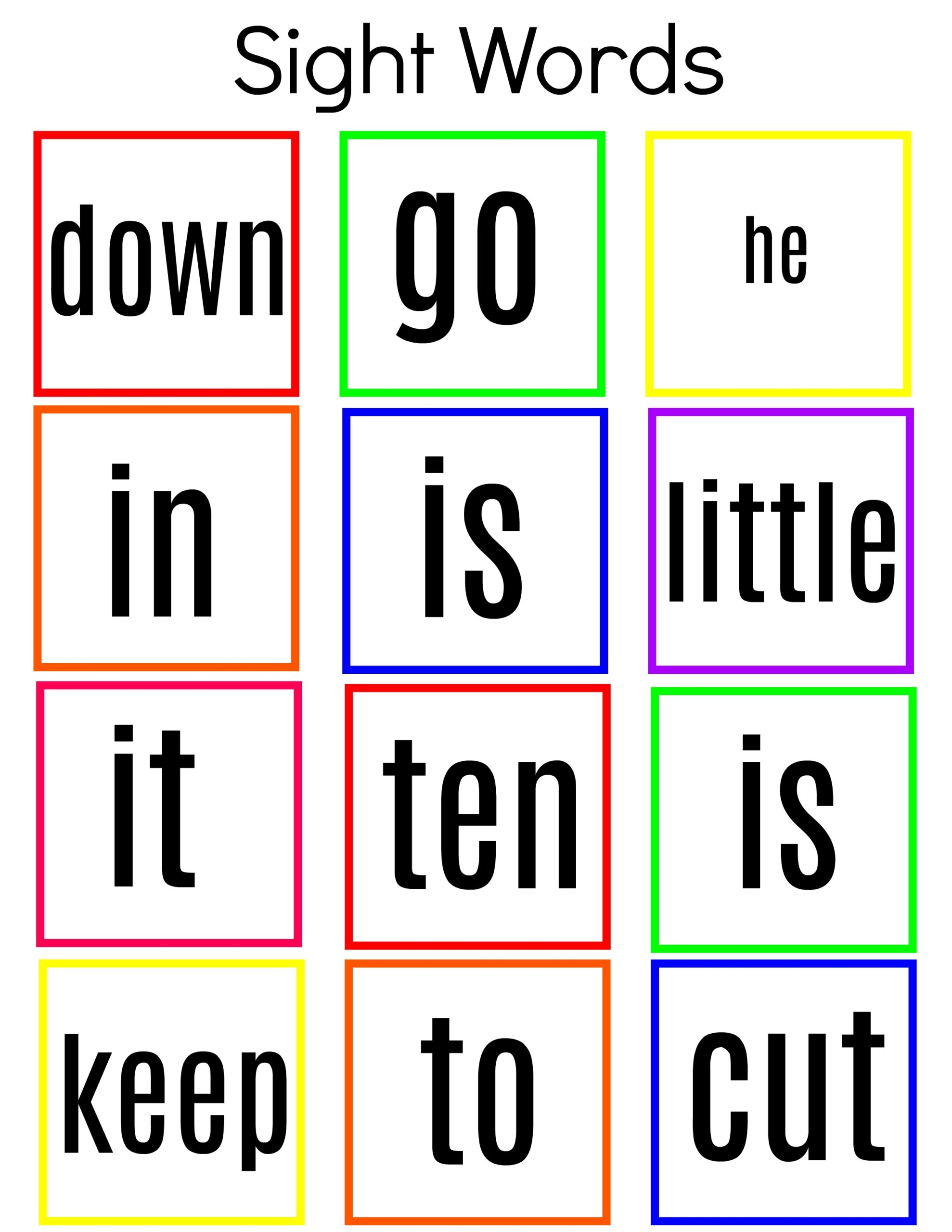 Common Sight Words Printable Kindergarten To Grade One Thrifty 