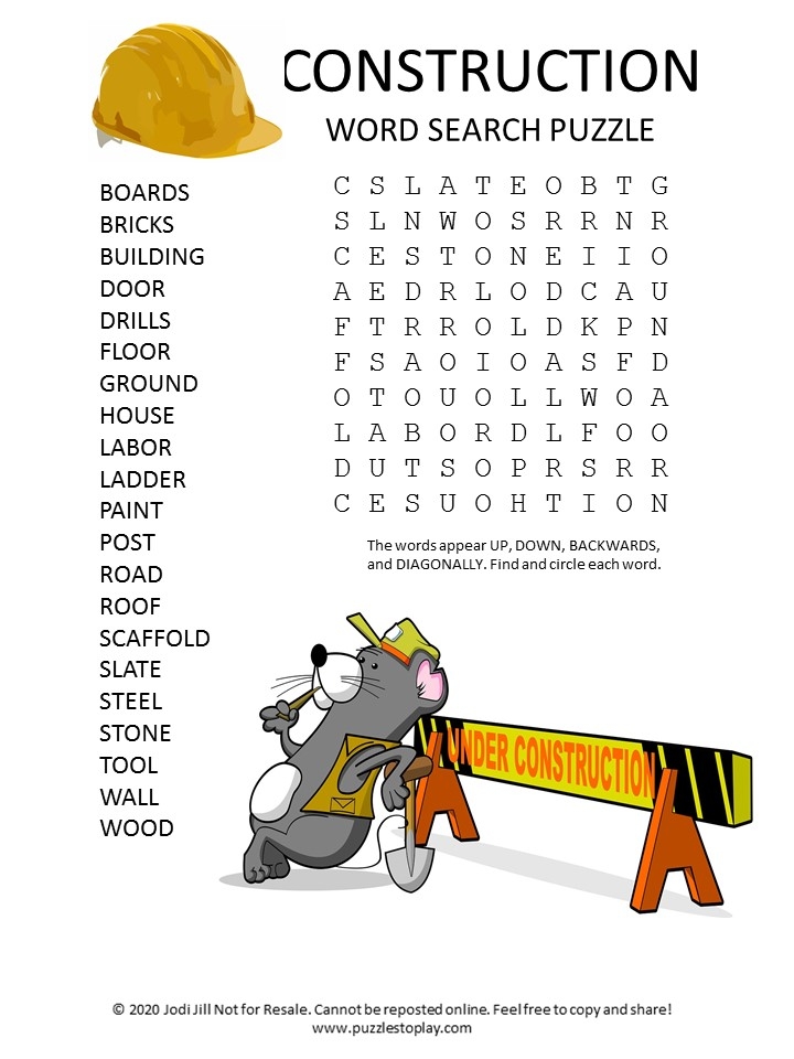 Construction Word Search Puzzle Puzzles To Play Construction Word Search Puzzle Puzzles To Play