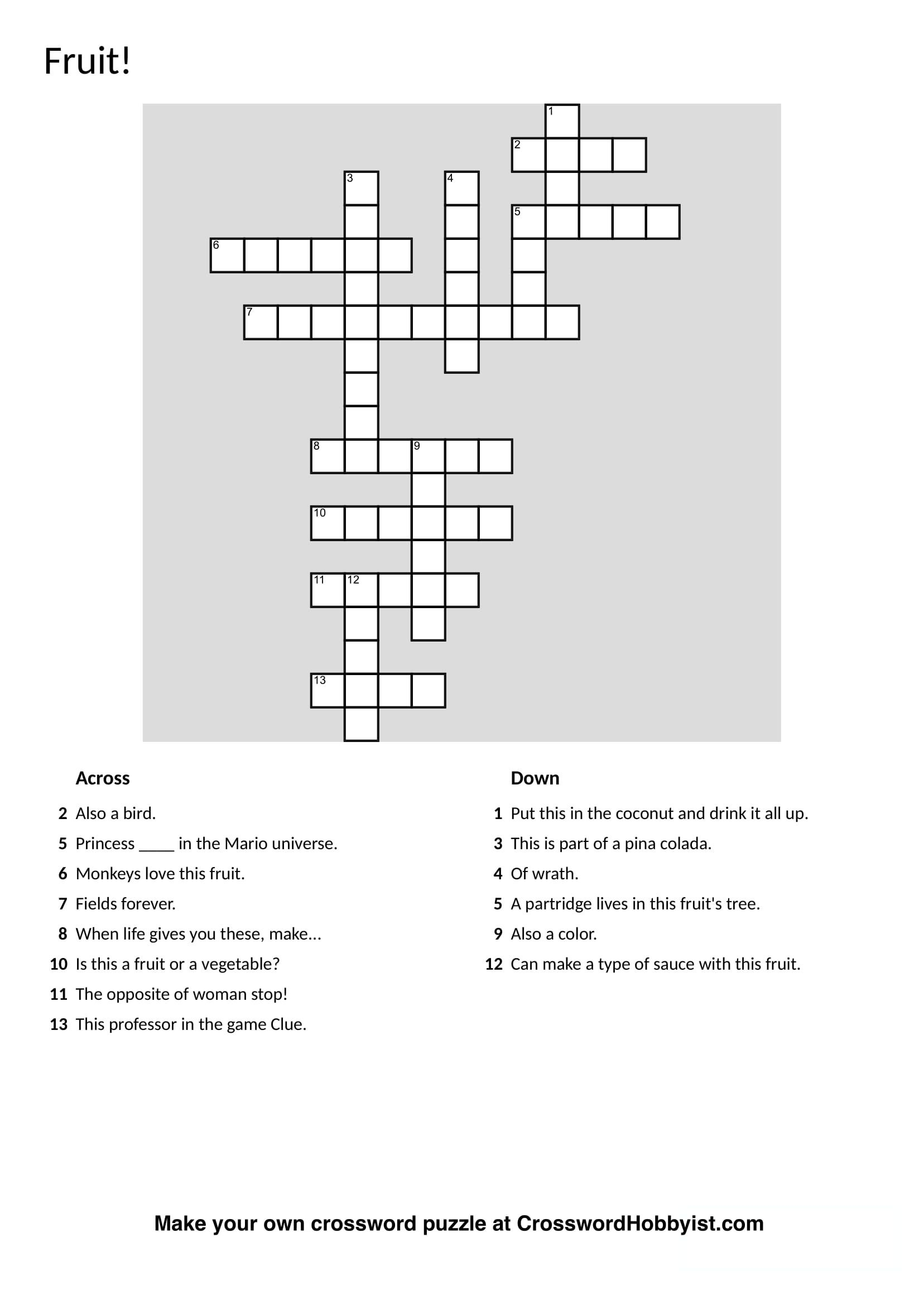 Crossword Puzzle Generator Create And Print Fully Customizable Free 