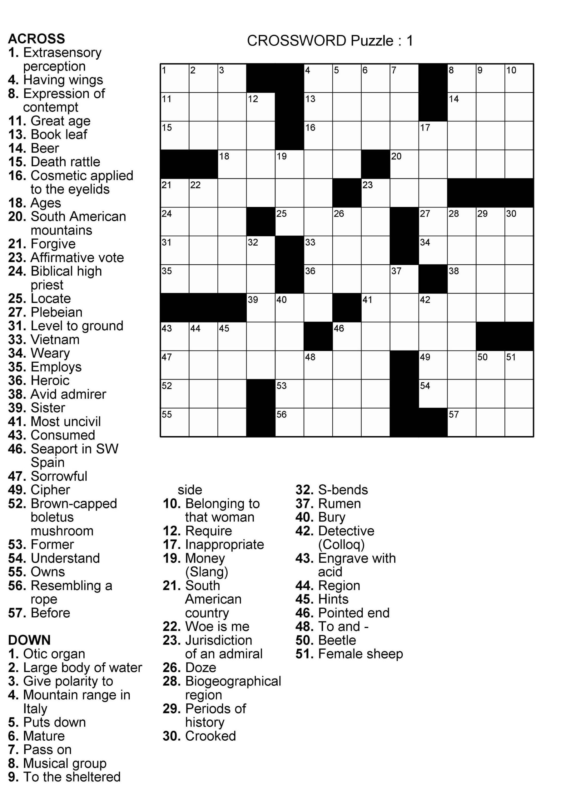 Crossword Puzzle Printables For Adults 100 Crosswords With Solutions  Crossword Puzzle Printables For Adults 100 Crosswords With Solutions