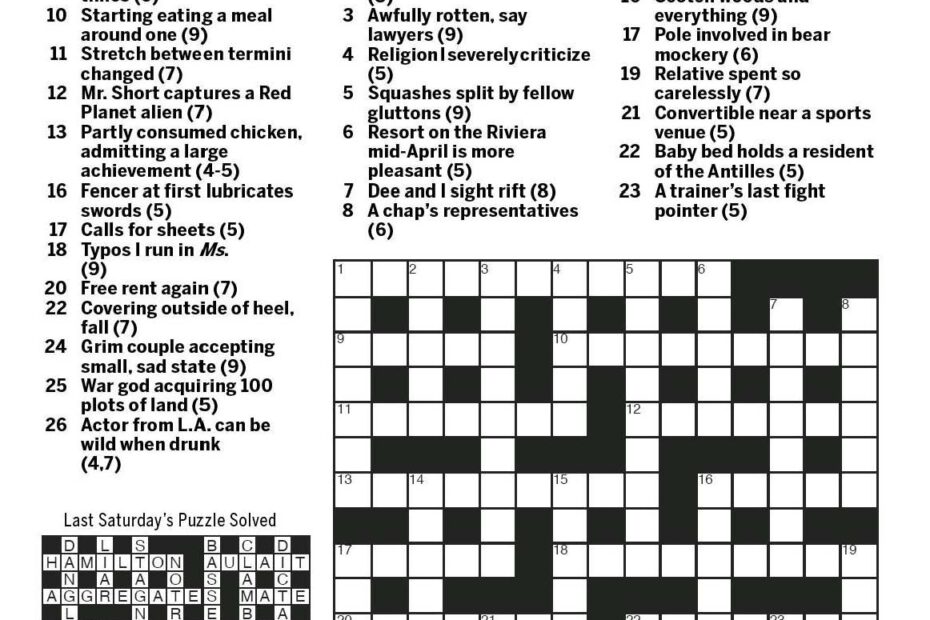 Cryptic Crosswords Printable James Crossword Puzzles