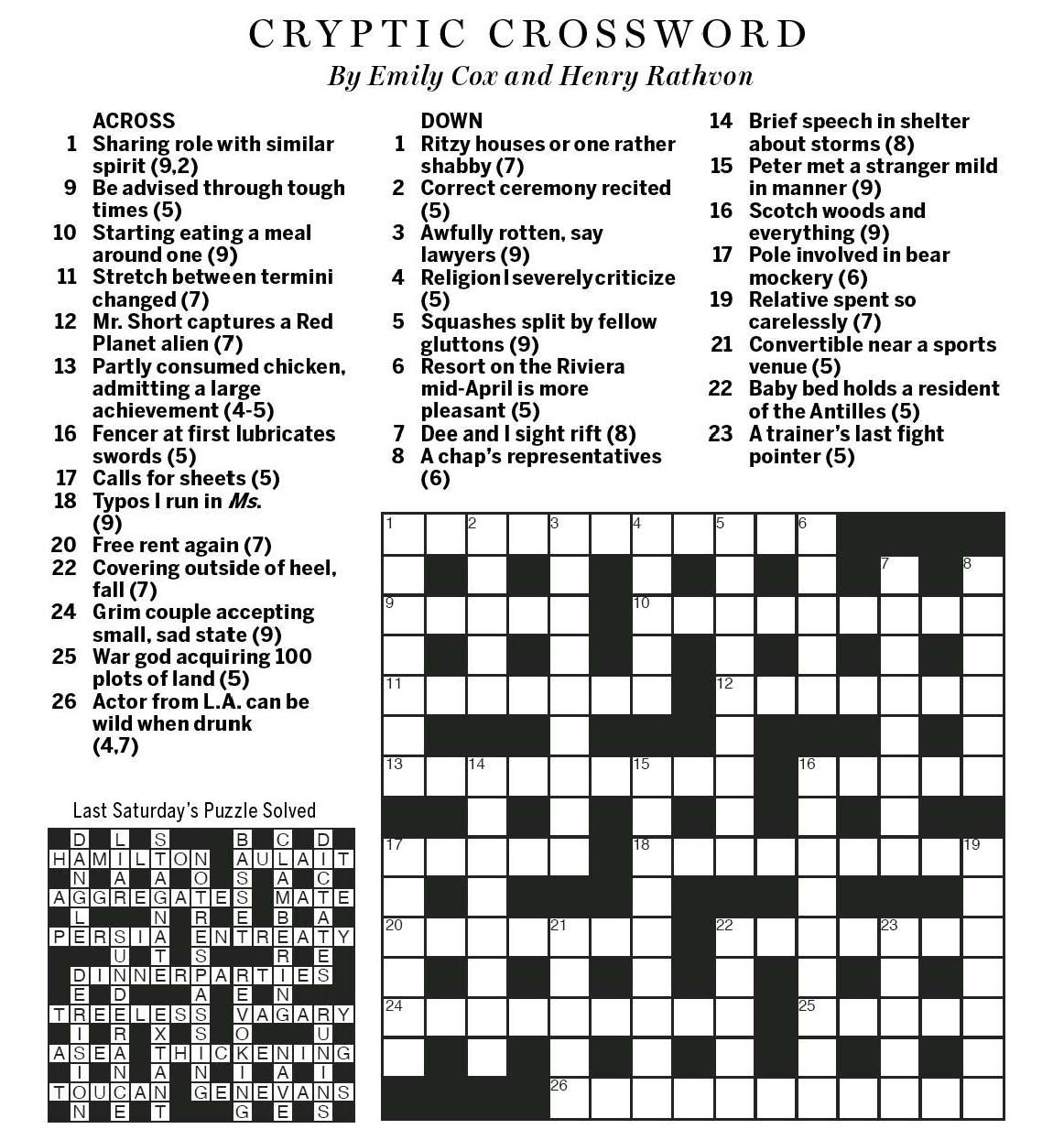Cryptic Crosswords Printable James Crossword Puzzles
