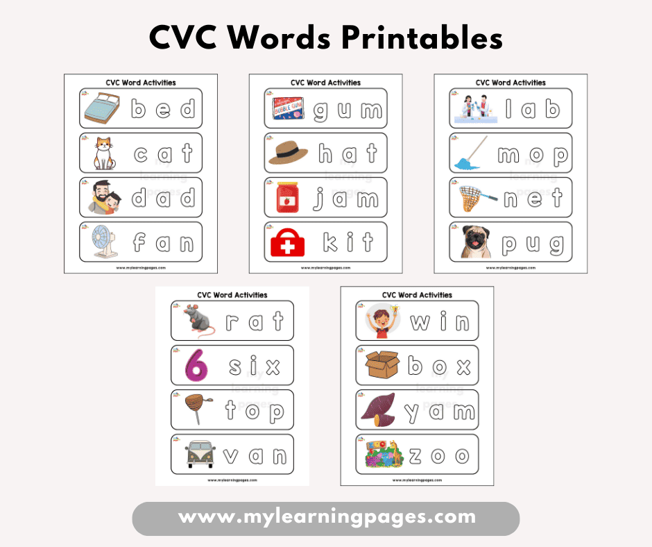 CVC WORDS PRINTABLES My Learning Pages