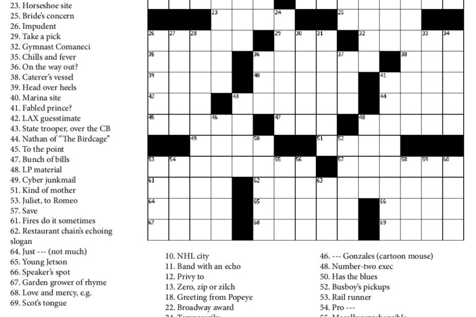 Daily Printable Crossword With Solutions