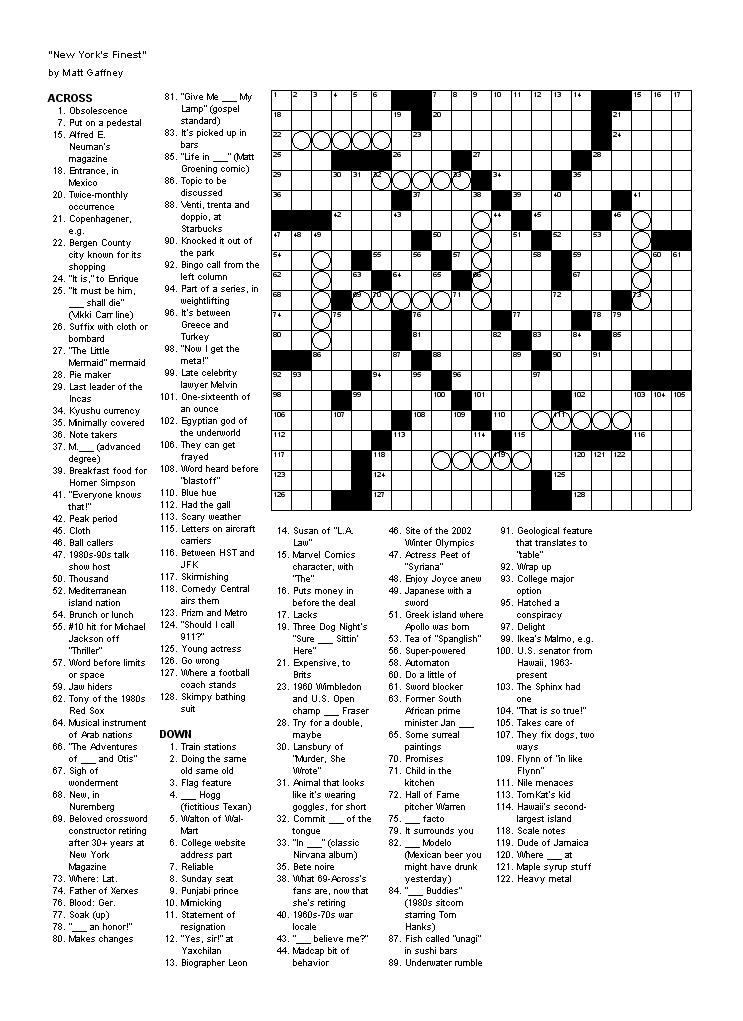 Difficult Printable Crossword Puzzles