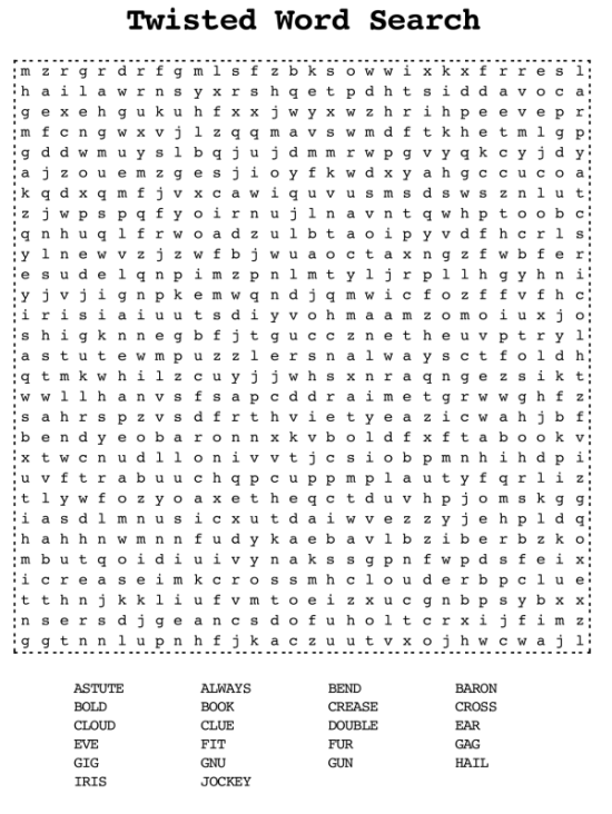 Difficult Printable Word Search