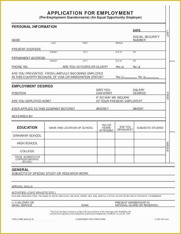 Downloadable Free Printable Spanish Job Application Form Printable 