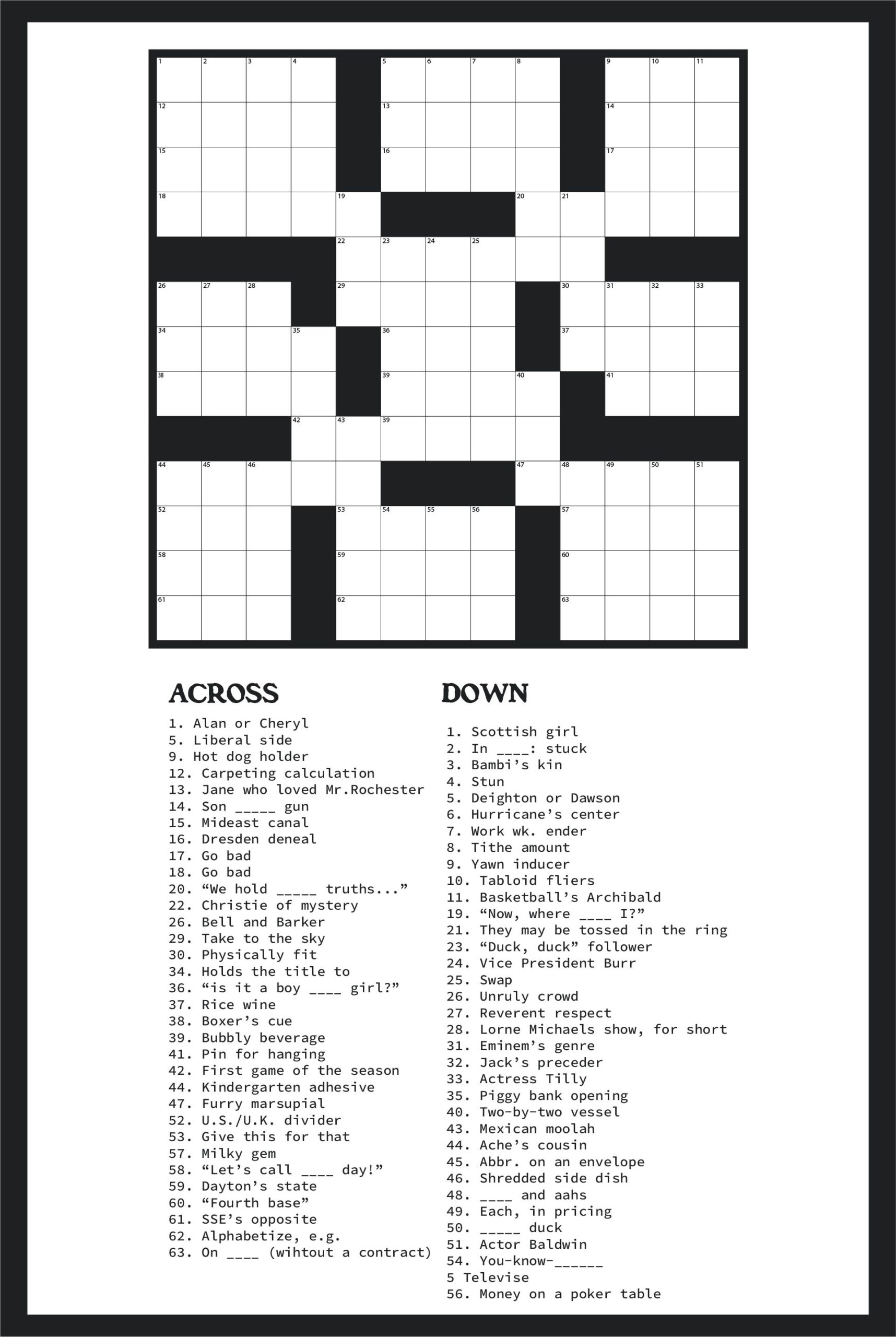 Easy Adult Crossword Puzzles Printable Printable JD