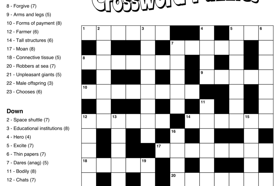 Easy Crossword Puzzles Printable FREE Printables