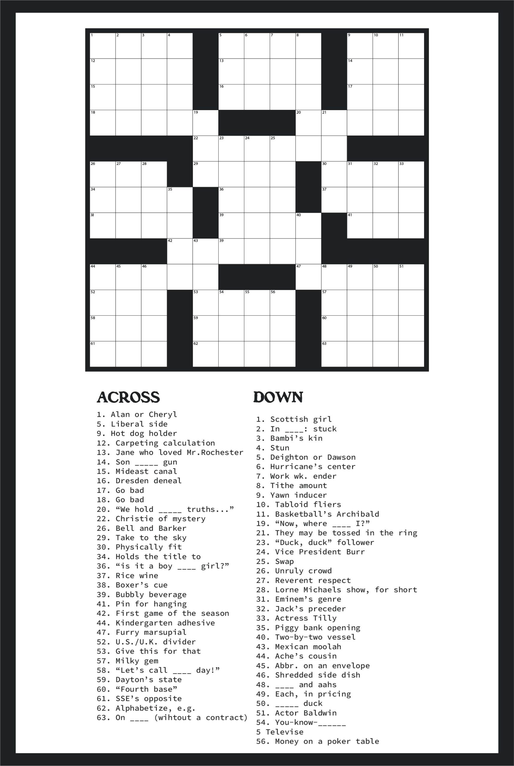 Easy Printable Crossword Puzzles