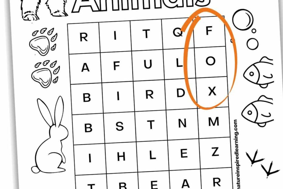 Easy Word Searches For Kindergarten Nature Inspired Learning
