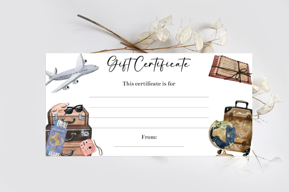 Editable Travel Gift Certificate Voucher Template Weekend Trip Coupon