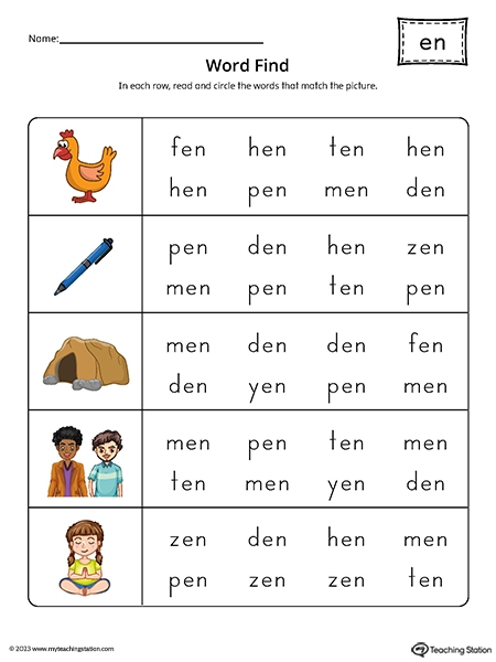 EN Word Family CVC Word Find Printable PDF MyTeachingStation
