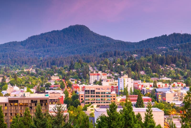Eugene Oregon USA Skyline Stock Image Image Of Forest Buildings 