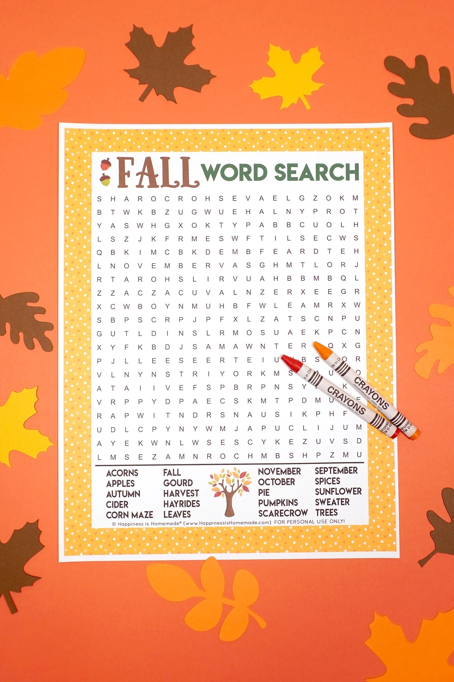 Fall Word Search Printable Happiness Is Homemade