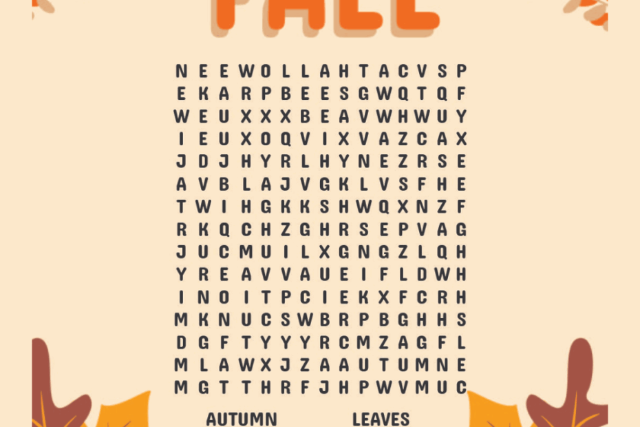 Fall Word Searches Free Printable Word Search Maker