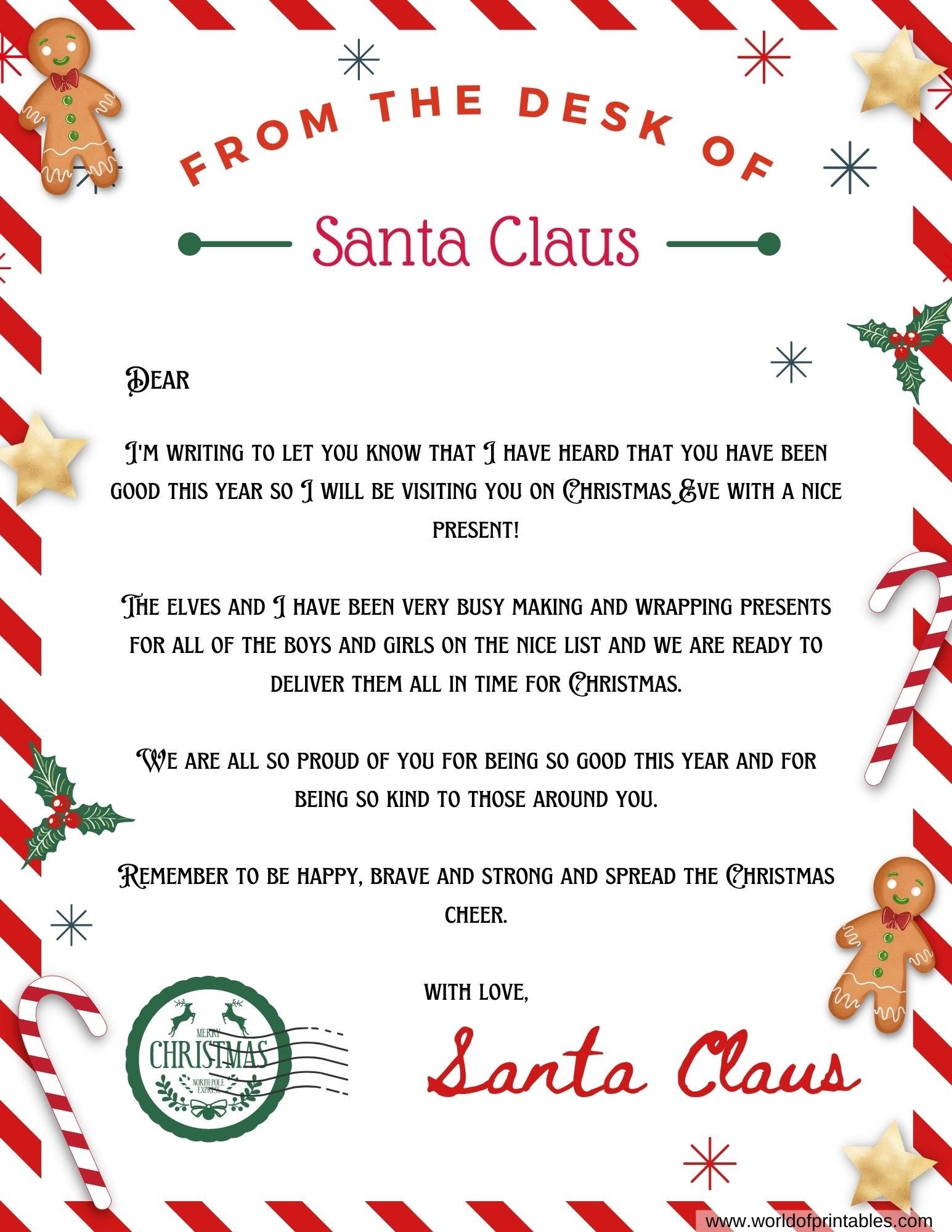 Fill In Blank Free Printable Letter From Santa Template Word  Fill In Blank Free Printable Letter From Santa Template Word