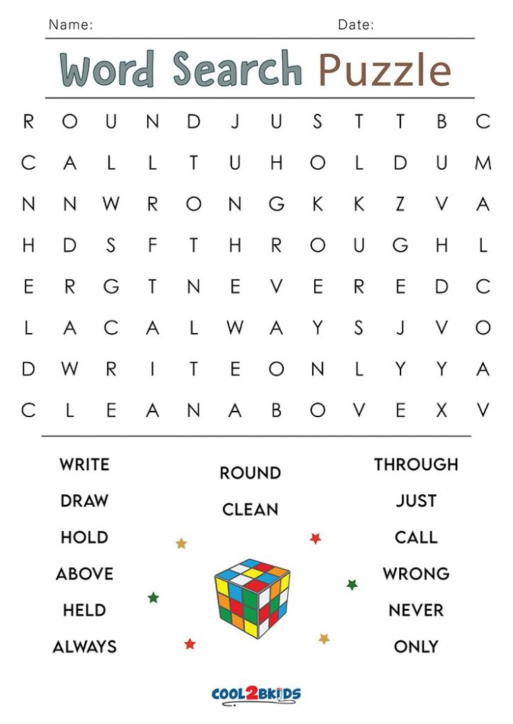 First Grade Word Find Printable