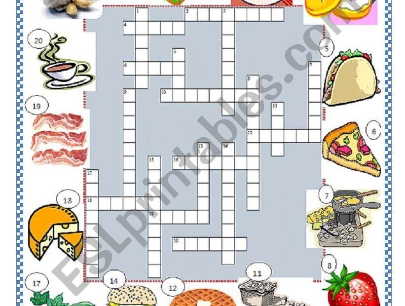 Food Crossword Puzzle ESL Worksheet By Limetree22