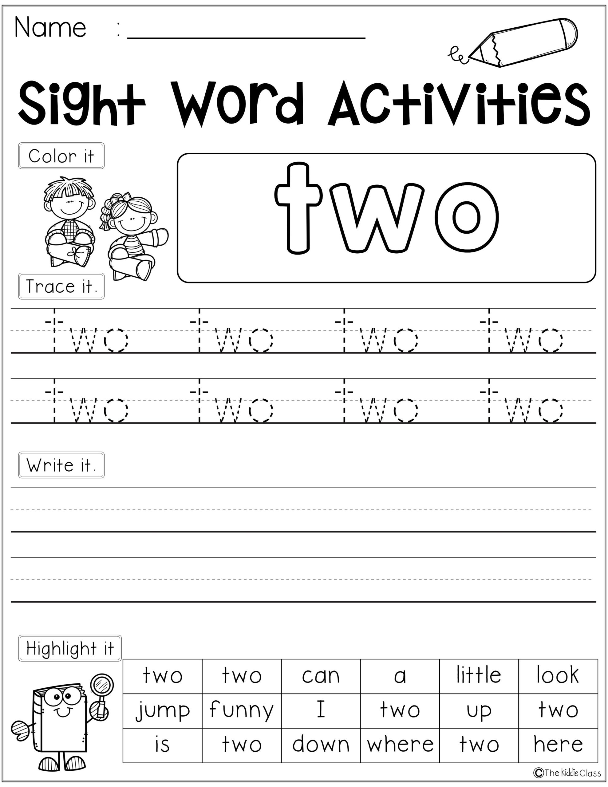 For Sight Word Worksheets